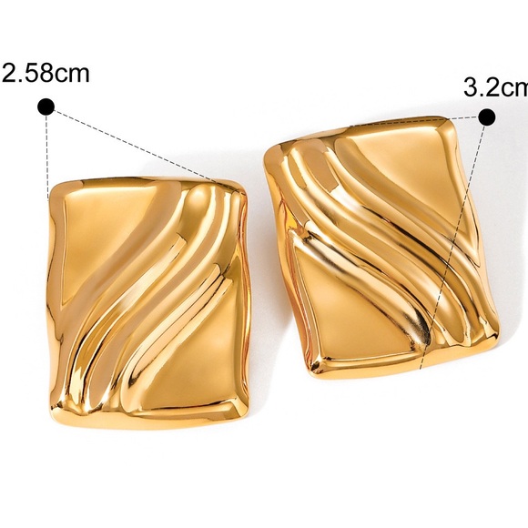 18K Gold Plated Square Statement Earrings*Lilli Claspe*Old Money Earrings*JD - Picture 6 of 6